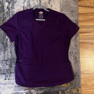 Dickies Balance Women's Short Sleeve V-Neck Scrub Top in Deep Purple